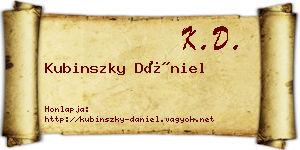 Kubinszky Dániel névjegykártya